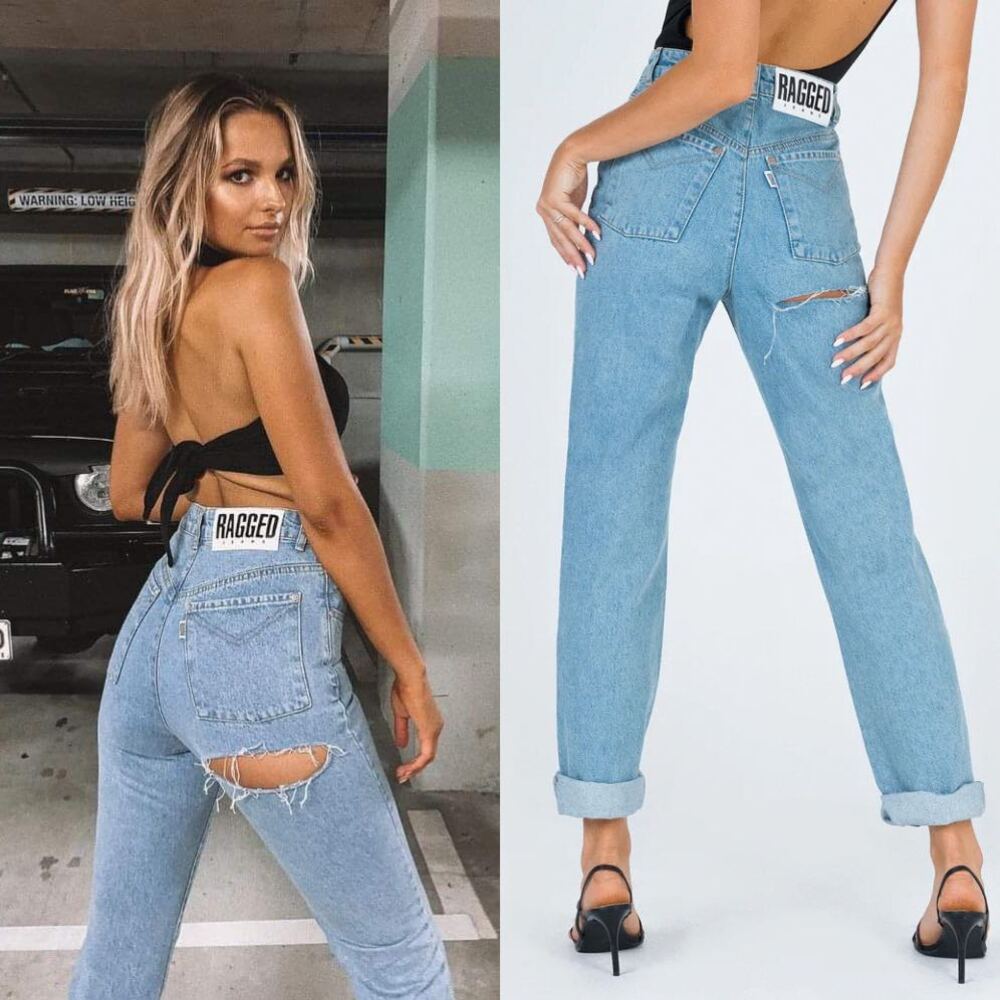 The Ragged Priest Light Wash High Waist Butt Cut Straight Jeans $95 Size 26